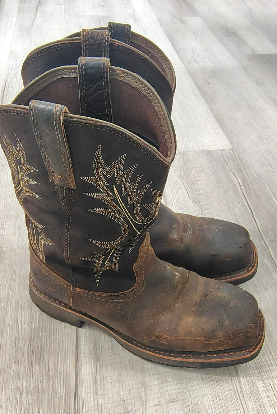 Ariat WorkHog Waterproof Composite Work Boots Distressed Brown Size 9EE